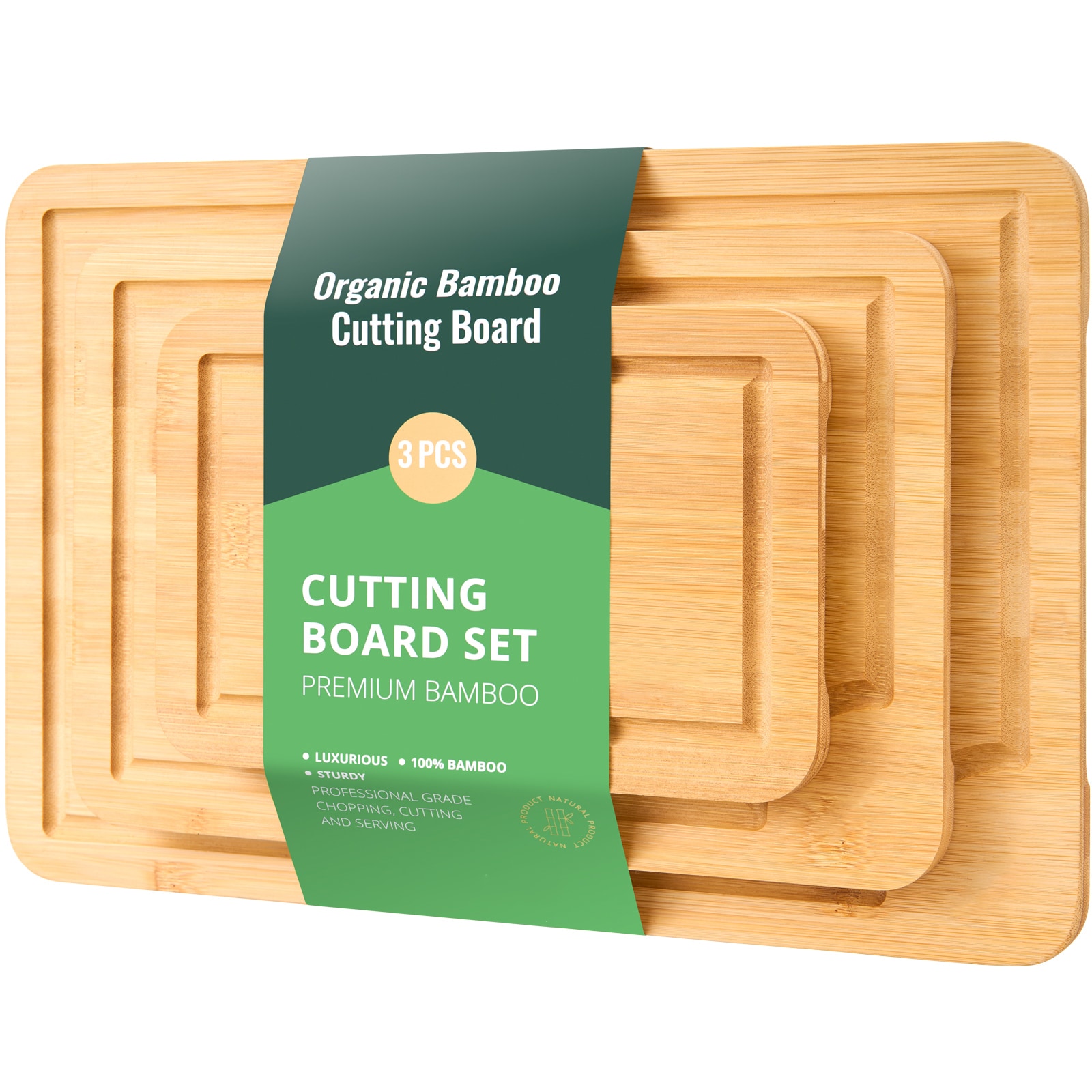 Bamboo Cutting Board Premium Versatile Cut Board With Built-in Handle_voghion.com